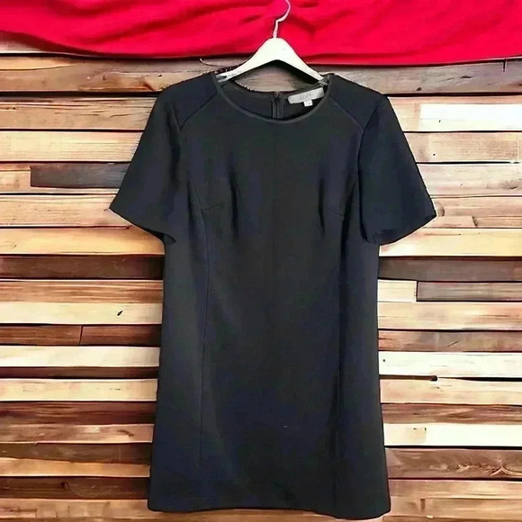 Ann Taylor Loft Cute Black Size 6 Back-Zip Shift Dress. Poly/Rayon Blend - Picture 2 of 6